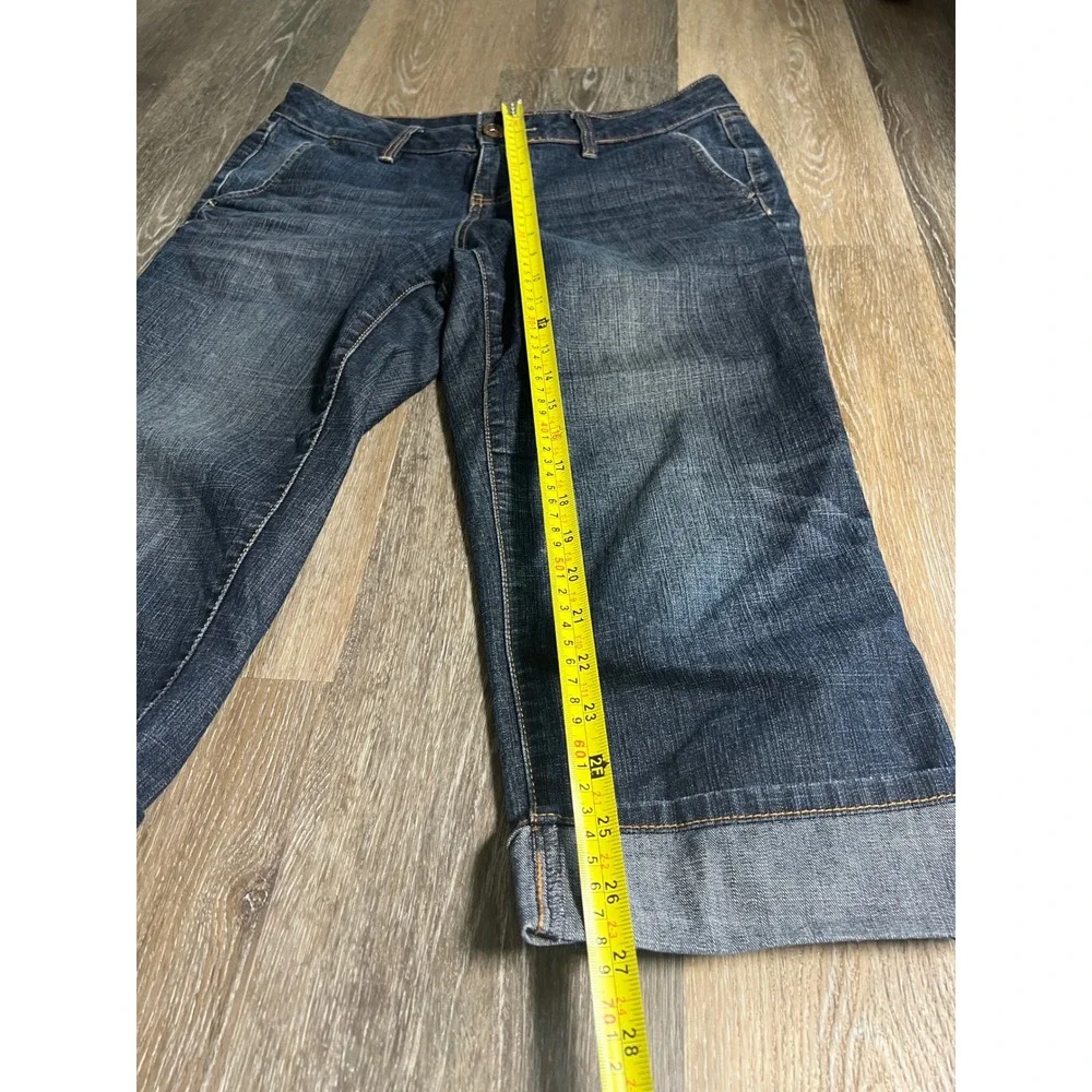 ADVC Capri‎ Jeans Womens 8 Blue Excellent Dark Wash Cuffed Stretch Denim Cropped